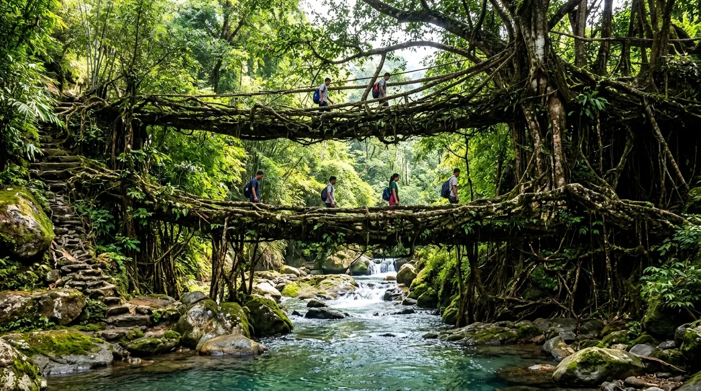 Living Root Bridges & Natural Wonders of Meghalaya