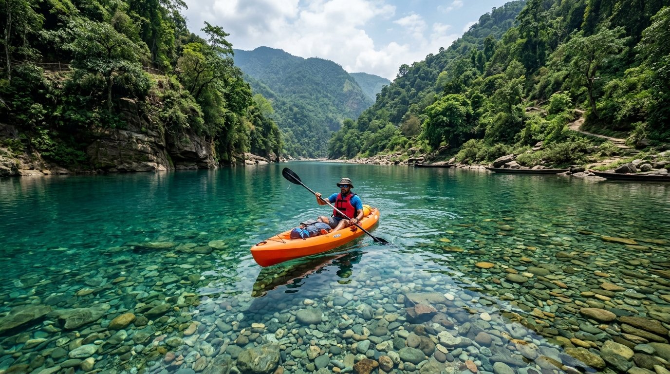 Kayaking in Meghalaya: Crystal Rivers and Living Root Bridges